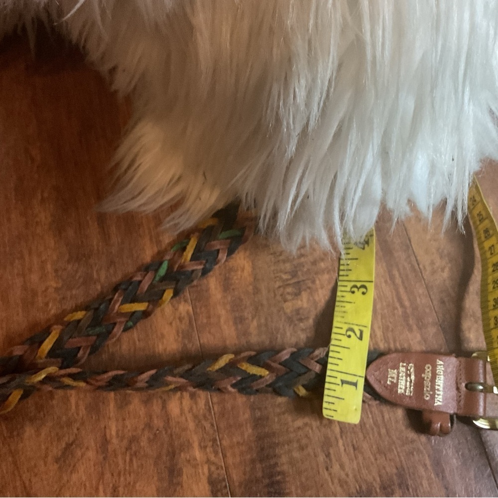 Vintage bright color braided leather Capezio belt L-XL - Picture 5 of 7